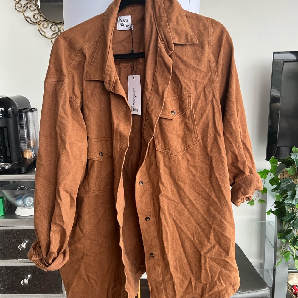 Princess Polly oversized brown shirt